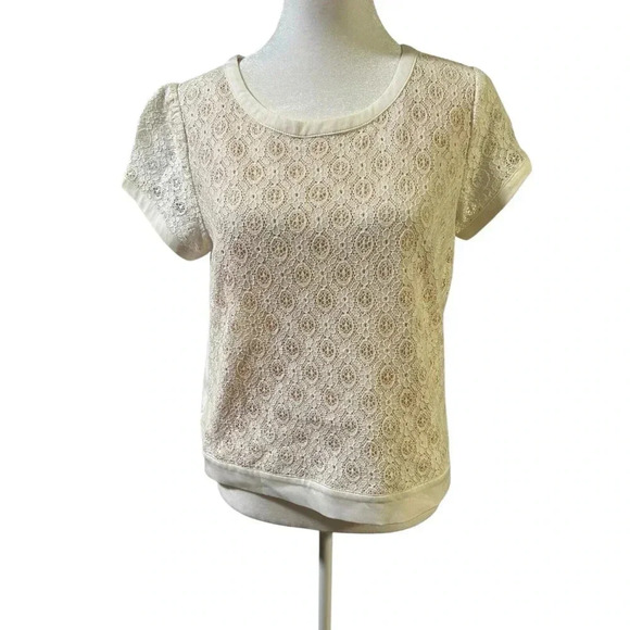 LC Lauren Conrad Ivory Bow Back Blouse Size Small - Picture 1 of 6